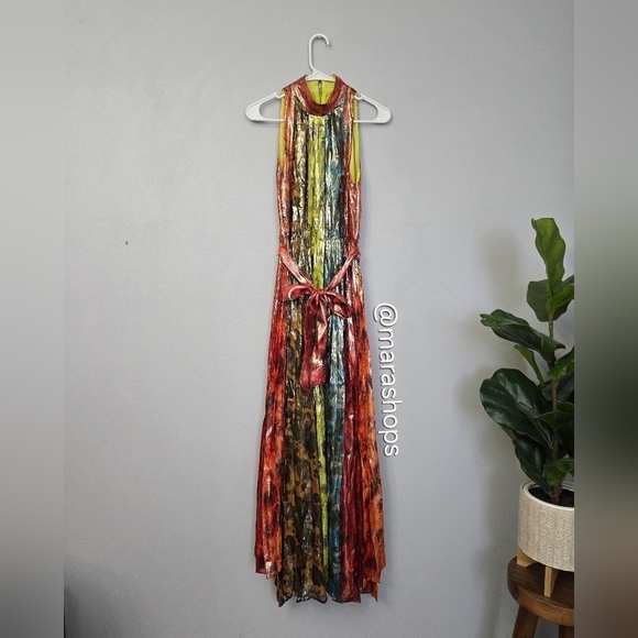 Alice + Olivia Mertie Mock Neck Pleated Maxi Dress - Picture 4 of 12